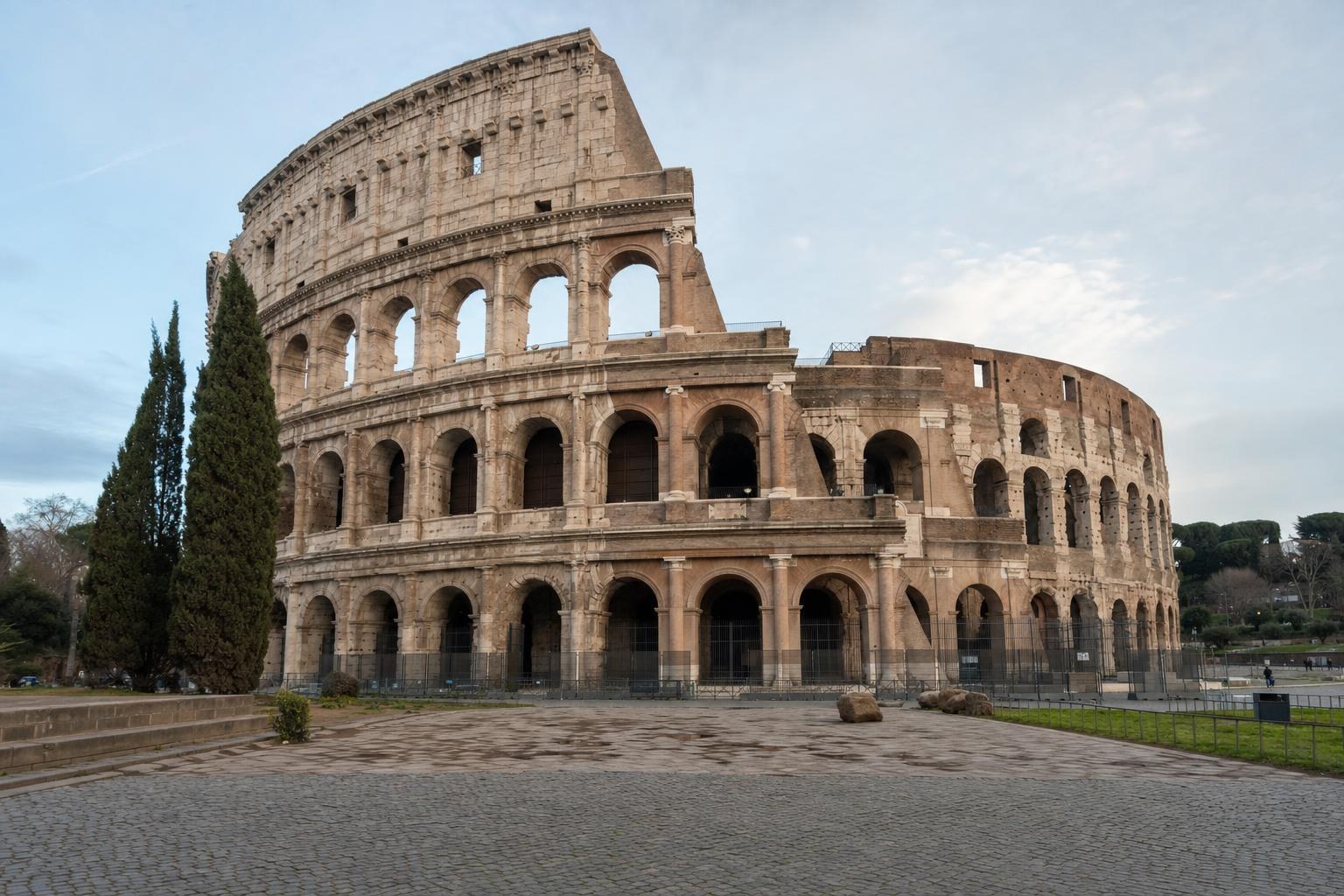 AI-generated illustration: Morning at the Colosseum in Rome, Italy